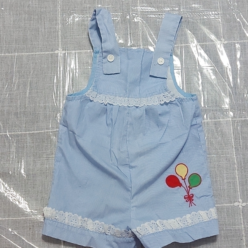 vintage overalls with balloons.